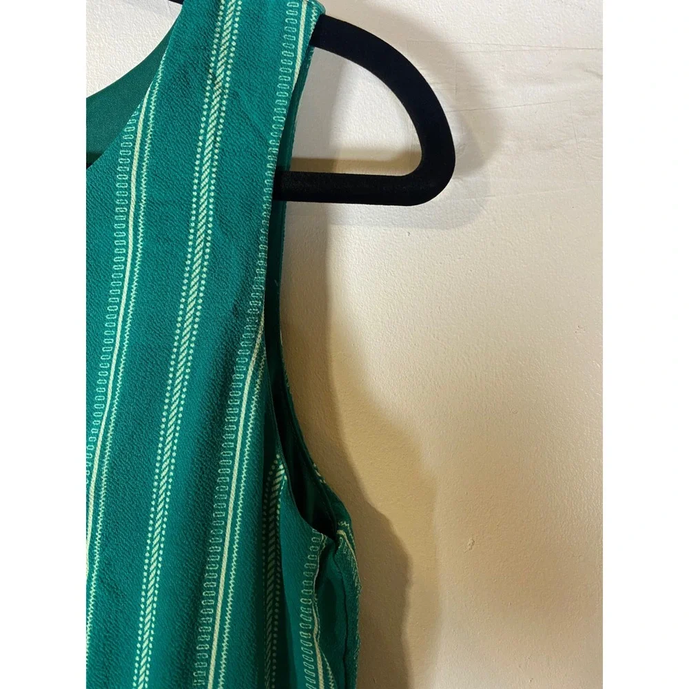 Girls Knitworks Green Embroidered Stripe Handkerchief Hem Sundress 12.5